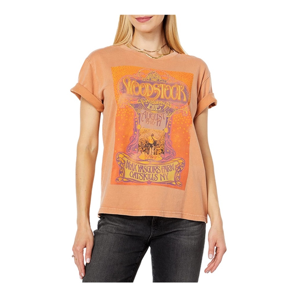 LUCKY BRAND Cotton Psychedelic Woodstock Poster Graphic Tee Shirt Size Large